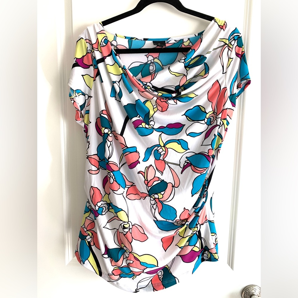 Worthington Bright Flowered Blouse Size XL